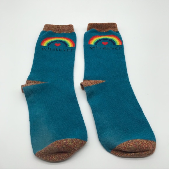 Blue Rainbow 'Whatever' Cute Pride Crew Socks Unisex One Size Comfy Novelty Sock - Picture 6 of 8